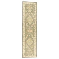 Alfombra Oushak Oriental Anudada a Mano Turca Oushak 2'7" x 10'1" #745