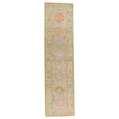 Alfombra Oushak Oriental Anudada a Mano Turca Oushak 2'10" x 11'1" #660