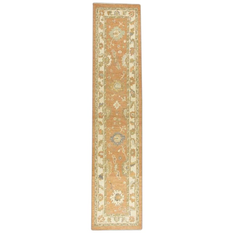 Oushak Rug Oriental Hand Knotted Turkish Oushak 2'7" x 12'1" #606