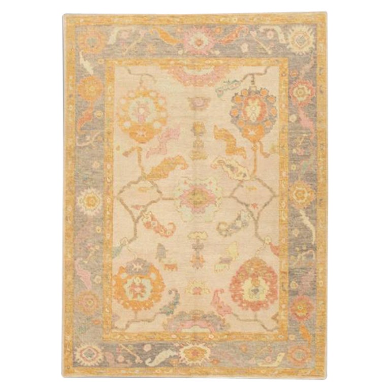 Oushak Rug Oriental Hand Knotted Turkish Oushak 5' x 6'10" #521