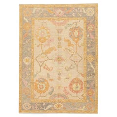 Oushak Rug Oriental Hand Knotted Turkish Oushak 5' x 6'10" #521