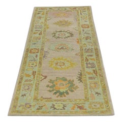 Alfombra Oushak Oriental Anudada a Mano Turca Oushak 3'2" x 9'2" #92