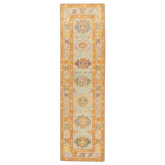 Alfombra Oushak Oriental Anudada a Mano Turca Oushak 2'9" x 10' #161