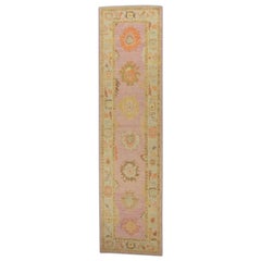 Alfombra Oushak Oriental Anudada a Mano Turca Oushak 3'1" x 12' #500