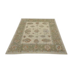 Alfombra Oushak Oriental Anudada a Mano Turca Oushak 8'1" x 9'4" #2369