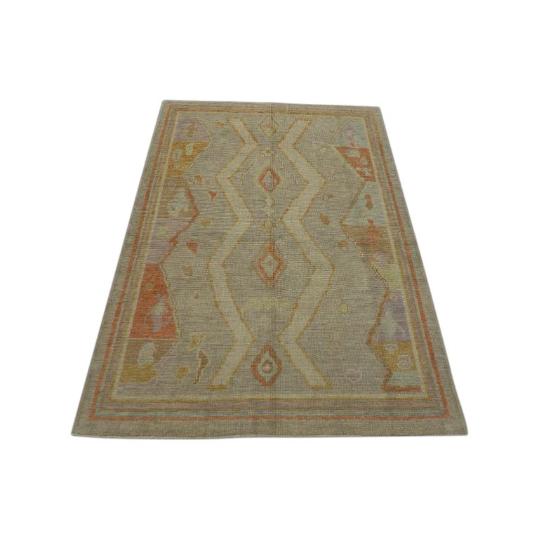Oushak-Teppich Orientalischer handgeknüpfter türkischer Oushak 4'2" x 5'11" #2203 im Angebot