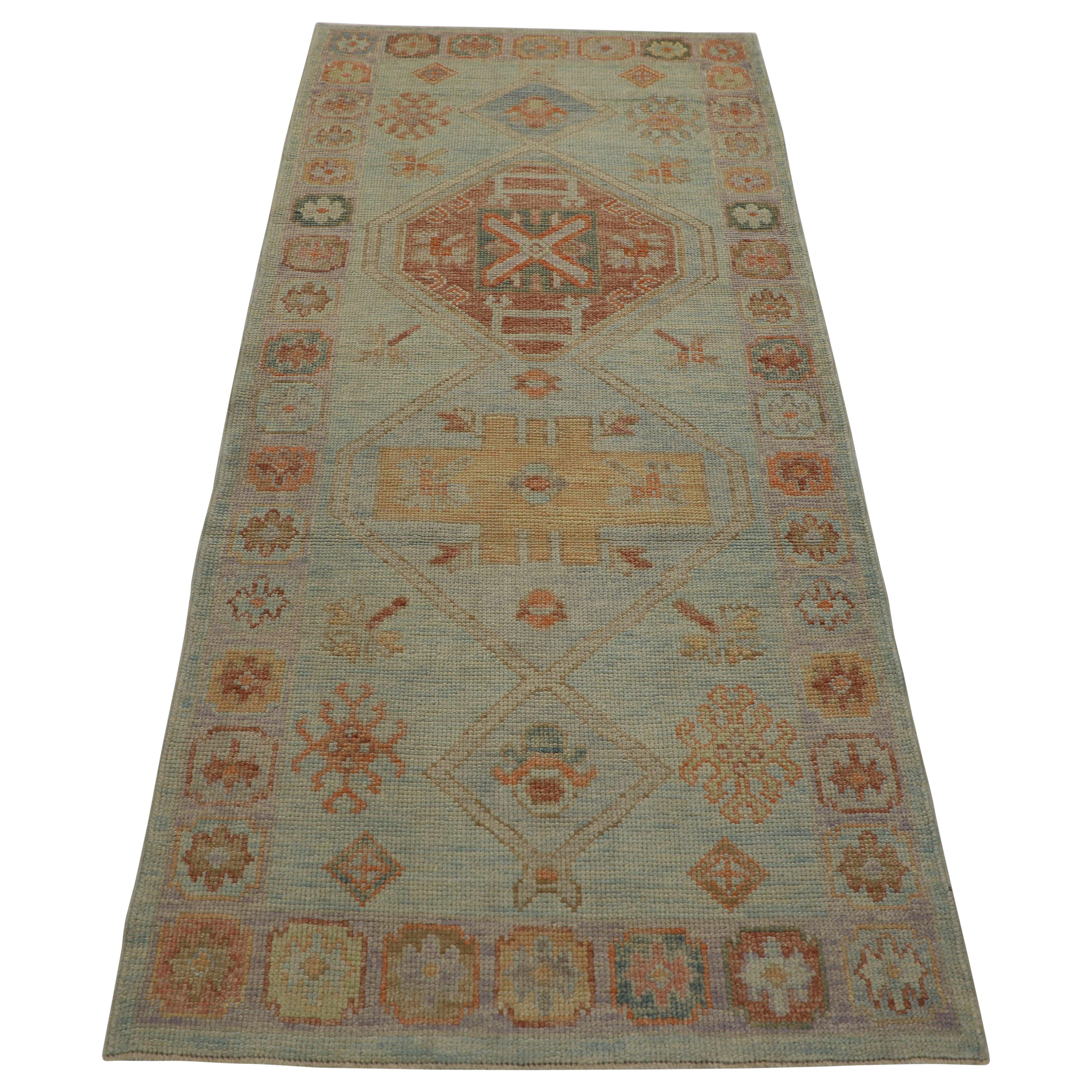 Oushak Rug Oriental Hand Knotted Turkish Oushak 3'2" x 7' #2171