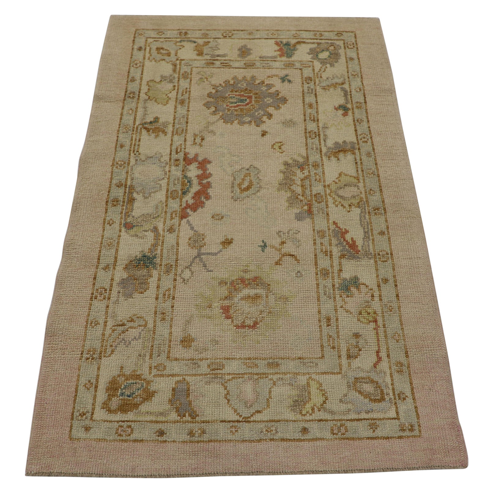 Oushak Rug Oriental Hand Knotted Turkish Oushak 3'2" x 5'1" #2169