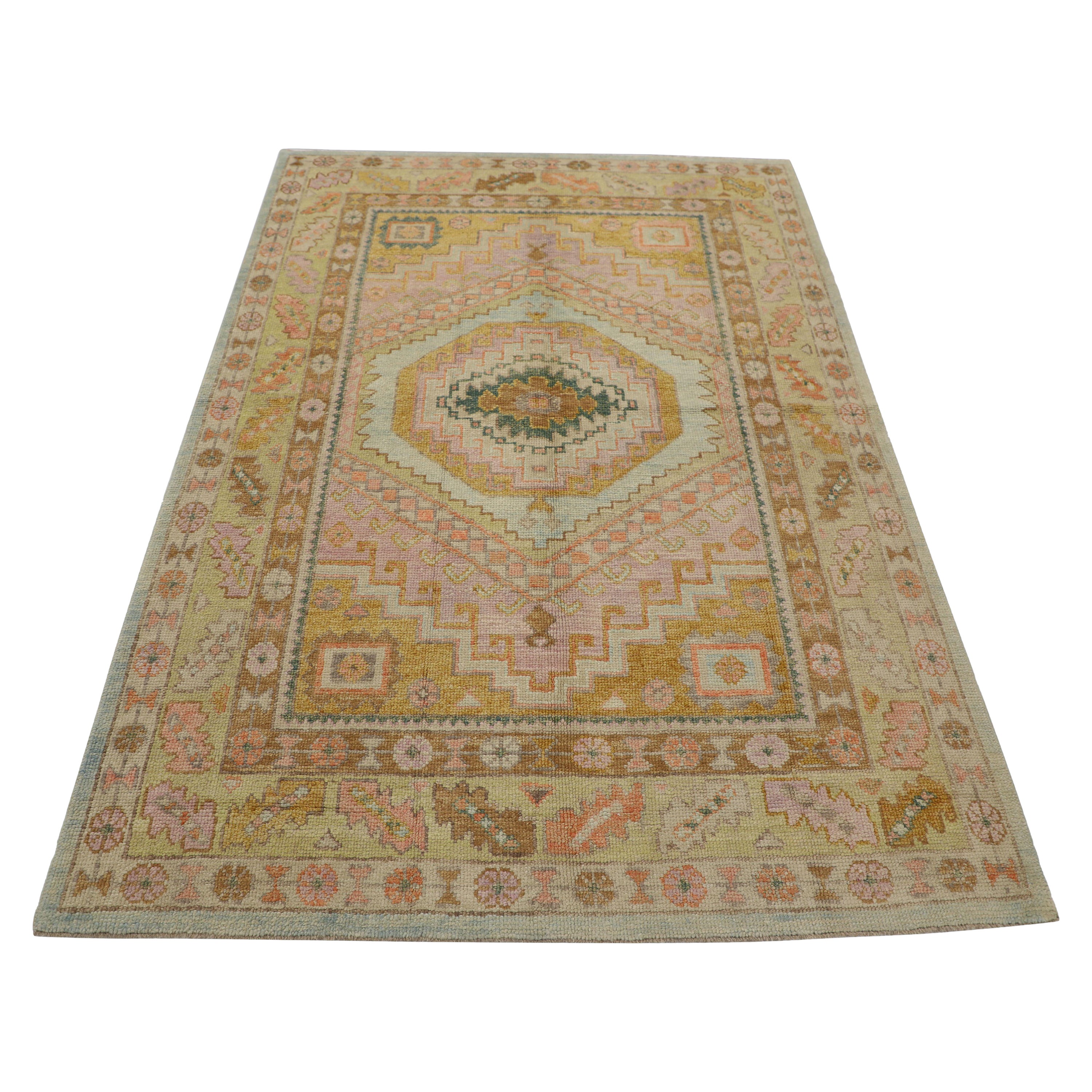 Oushak Rug Oriental Hand Knotted Turkish Oushak 5'1" x 7'3" #2305