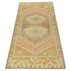 Alfombra Oushak Oriental Anudada a Mano Turca Oushak 3'1 x 7'6" #682