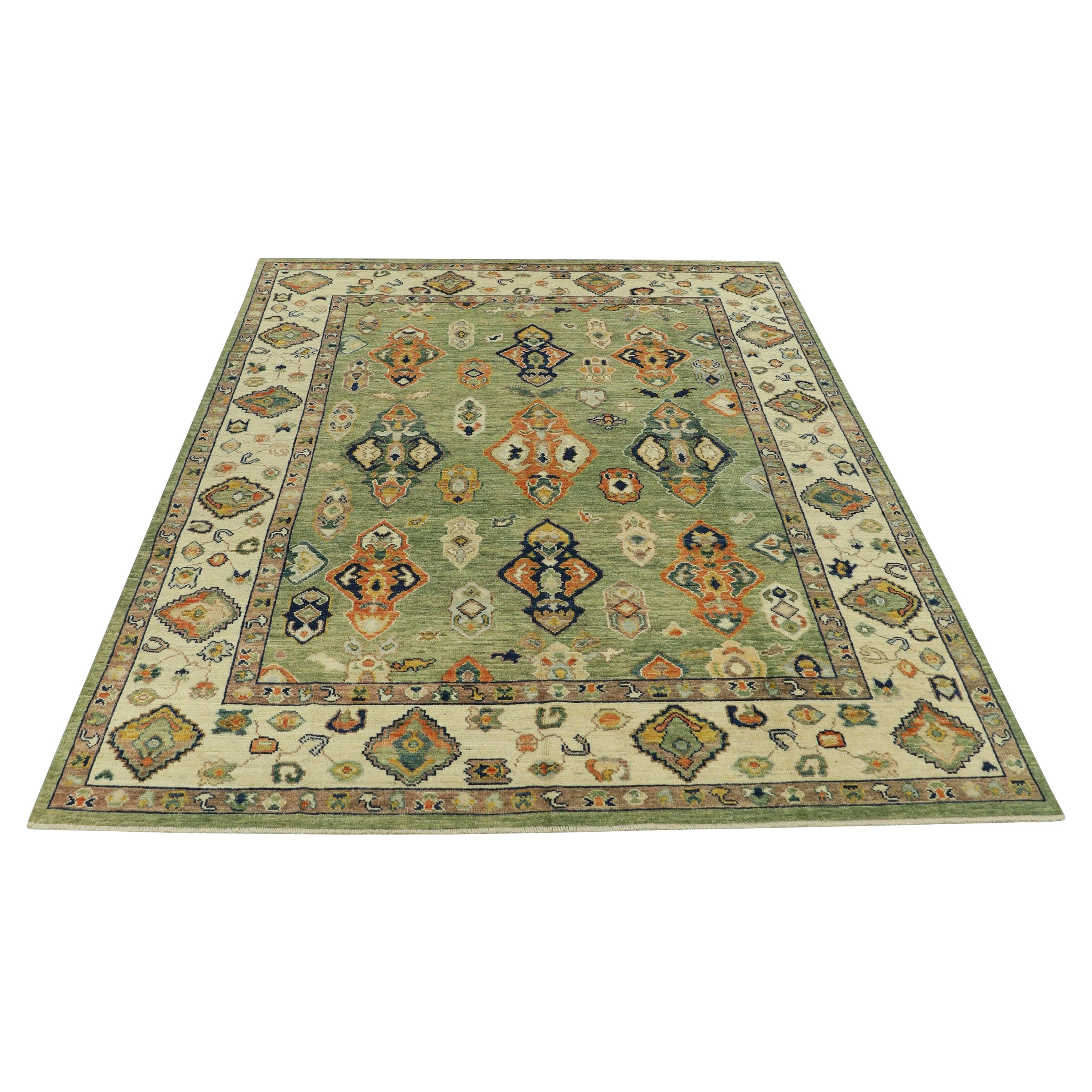 Oushak Rug Oriental Hand Knotted Turkish Oushak 7'8" x 10'4" #O-1003 For Sale