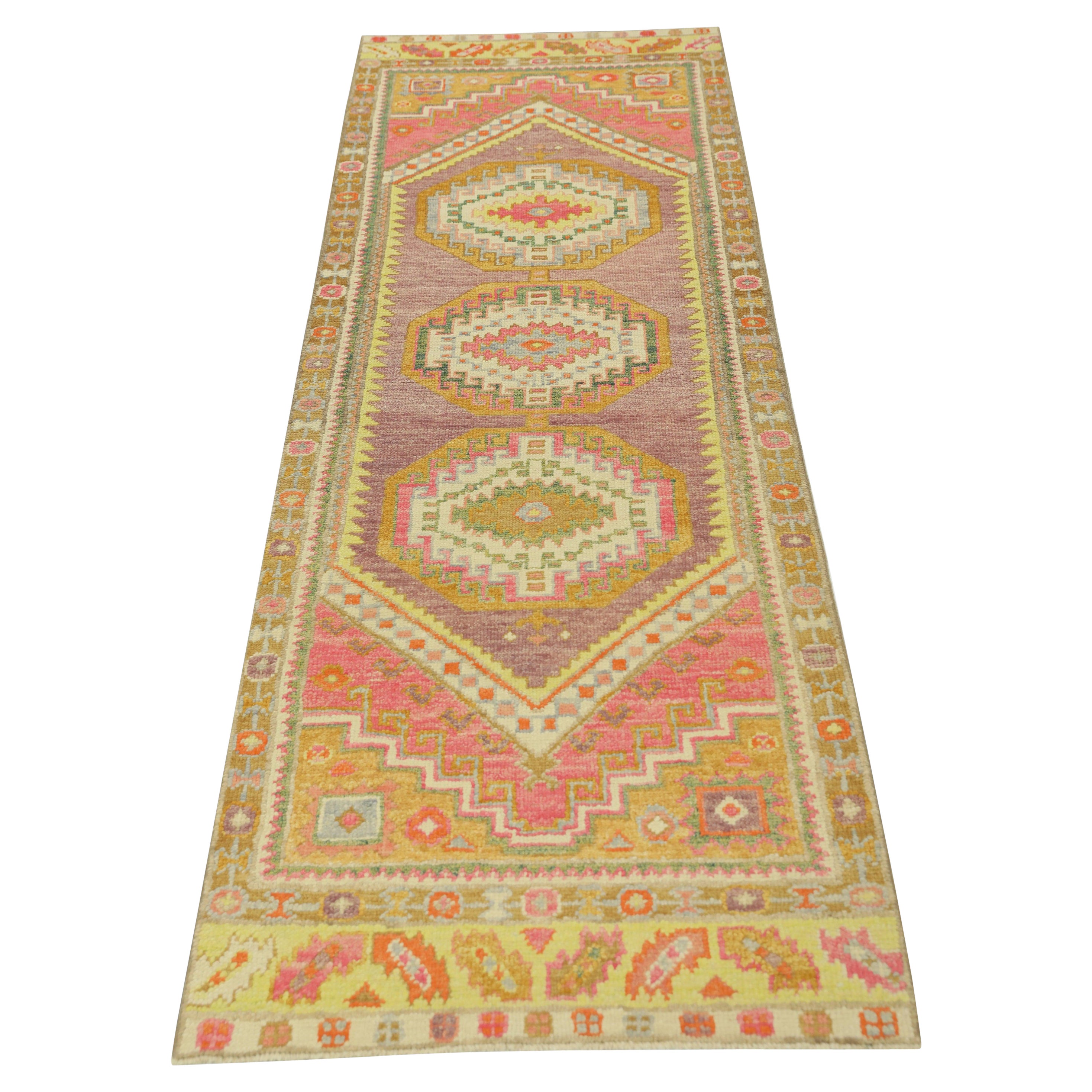 Oushak Rug Oriental Hand Knotted Turkish Oushak 3' x 9'2" #705