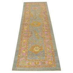 Alfombra Oushak Oriental Anudada a Mano Turca Oushak 2'11" x 9'4" #703