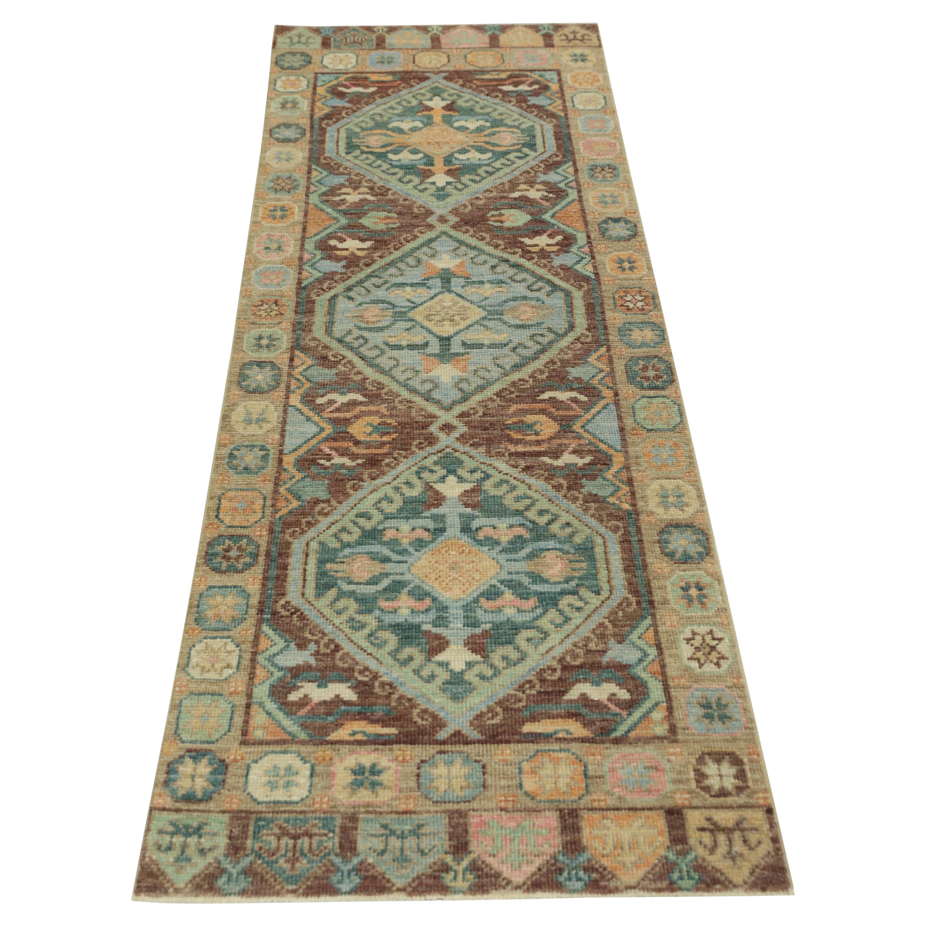 Tappeto Oushak Orientale annodato a mano Turco Oushak 2'10" x 8'6" #1504