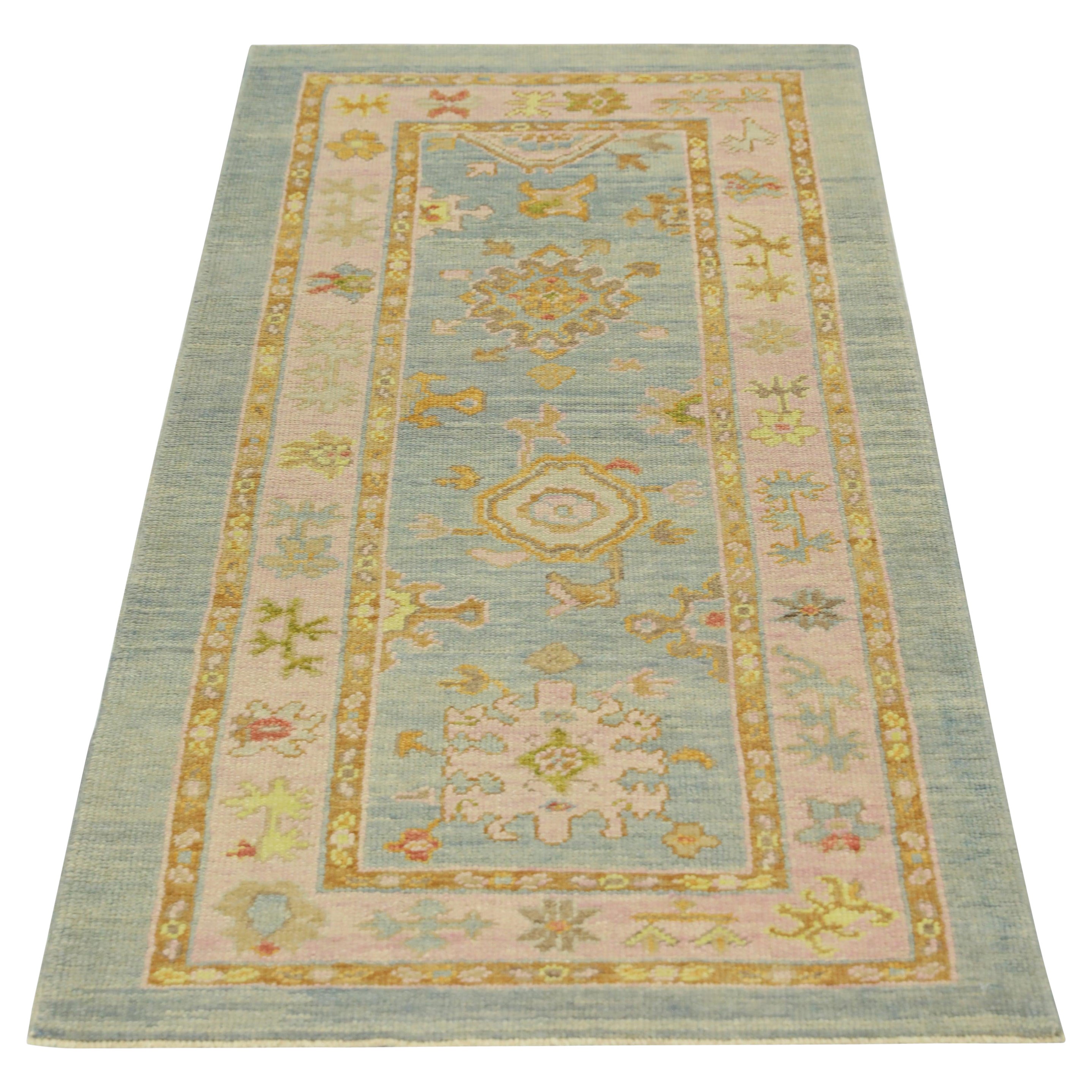 Oushak Rug Oriental Hand Knotted Turkish Oushak 3'1" x 6'9" #729 For Sale