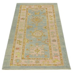 Alfombra Oushak Oriental Anudada a Mano Turca Oushak 3'1" x 6'9" #729