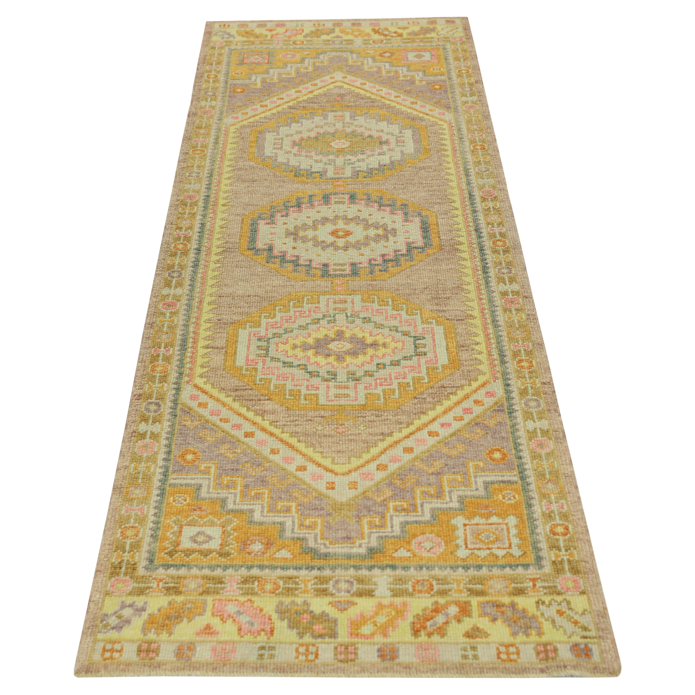Oushak-Teppich Orientalischer handgeknüpfter türkischer Oushak 3'3" x 9'1" #708