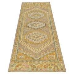 Alfombra Oushak Oriental Anudada a Mano Turca Oushak 3'3" x 9'1" #708