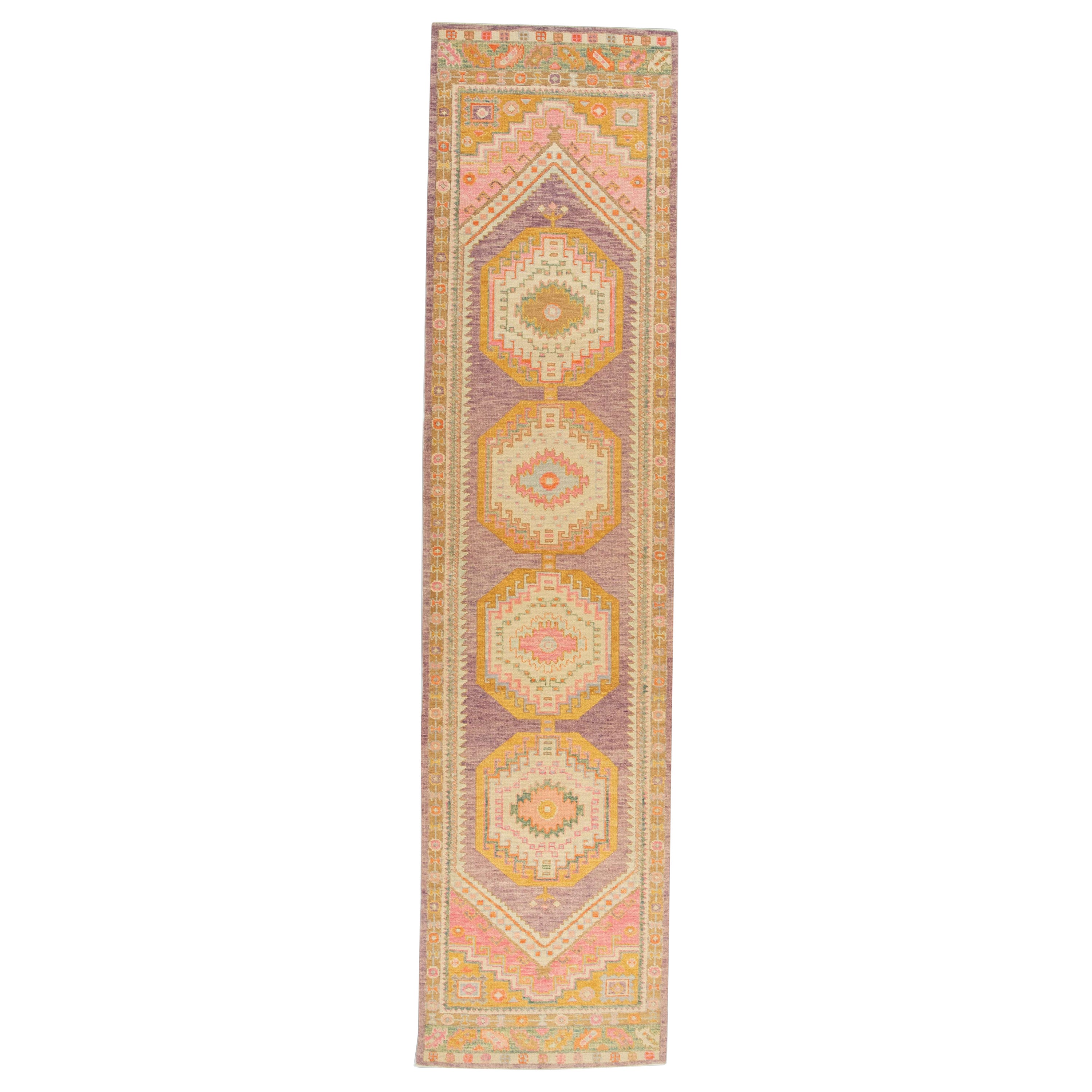 Oushak Rug Oriental Hand Knotted Turkish Oushak 3'1" x 12'9" #693