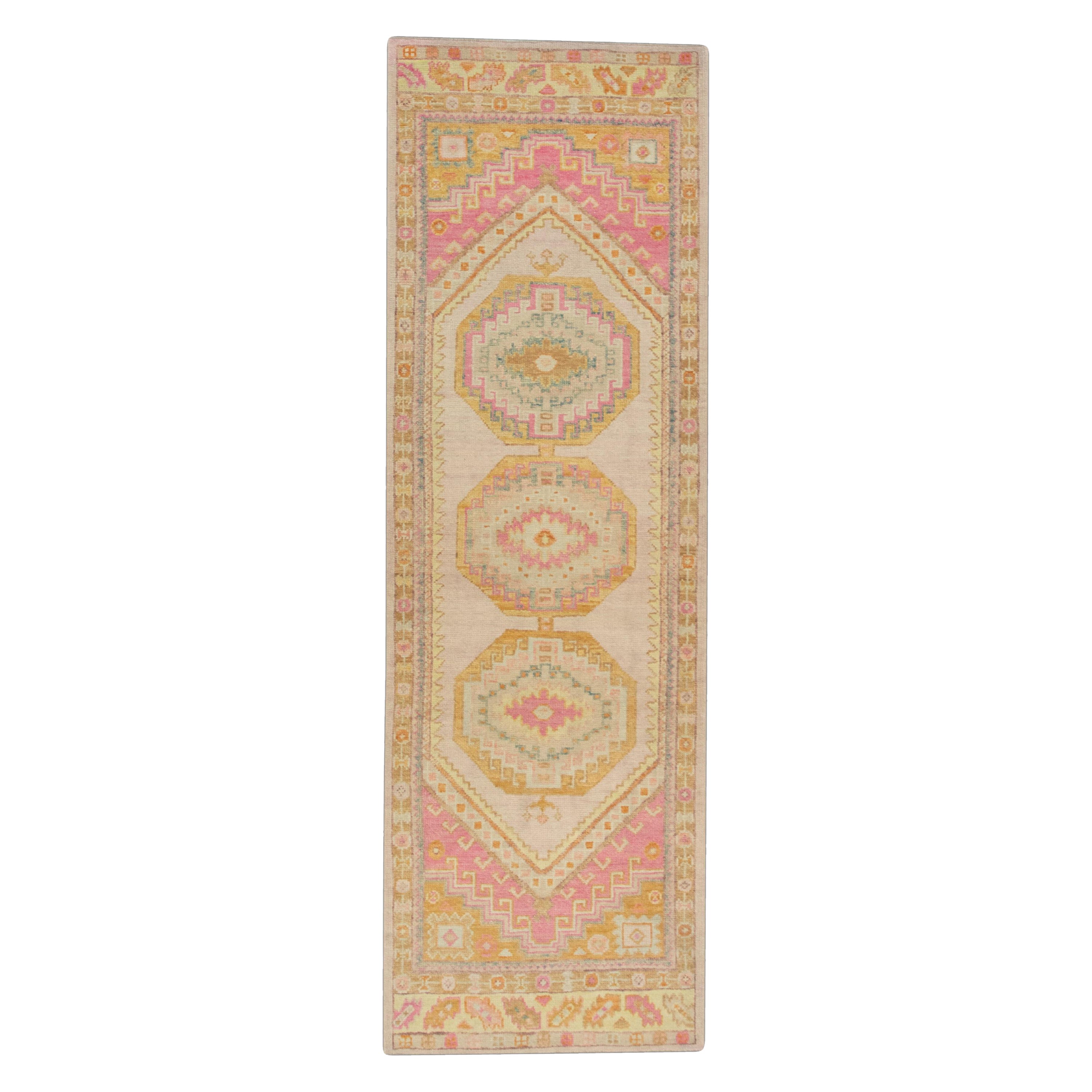 Oushak Rug Oriental Hand Knotted Turkish Oushak 3' x 9'7" #643