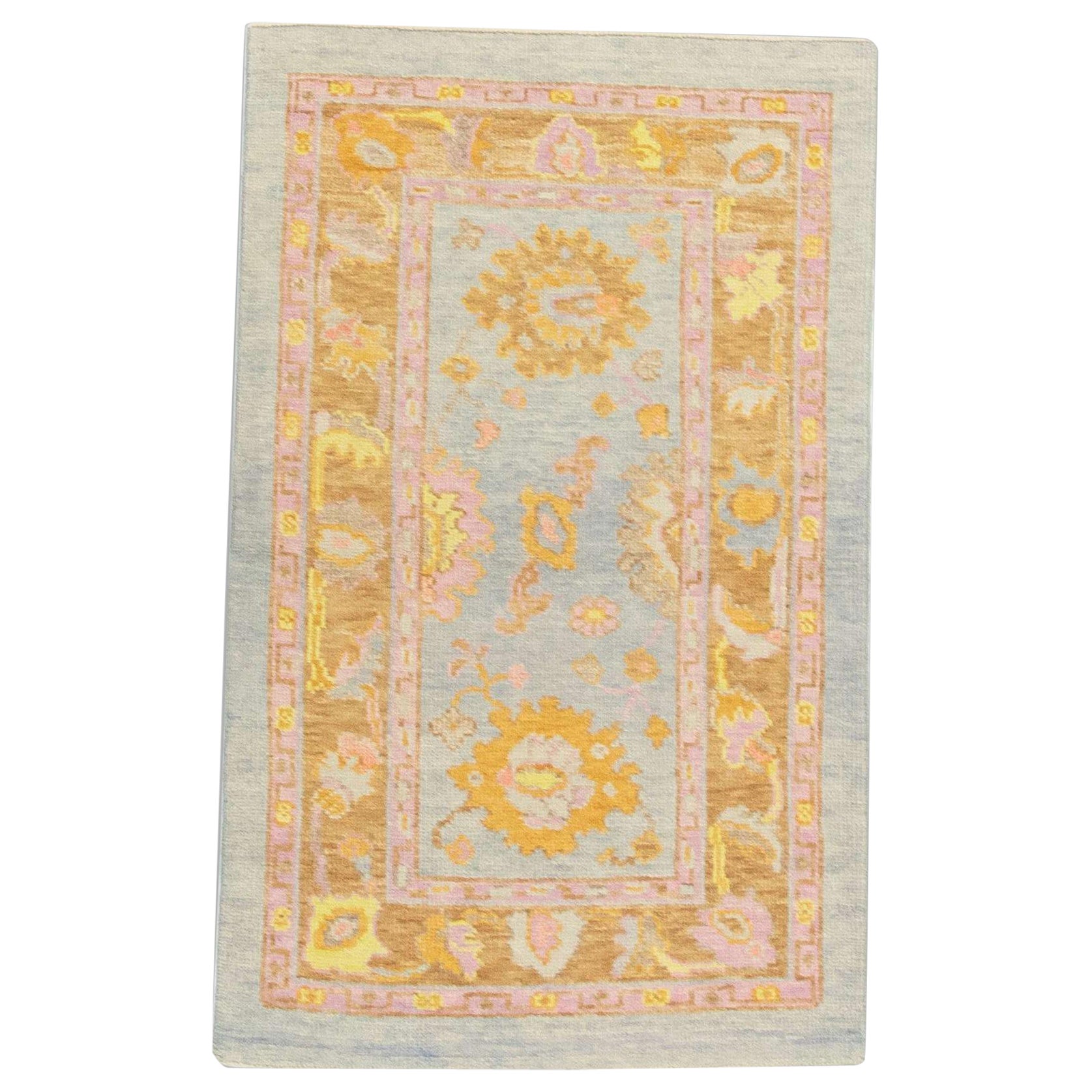 Oushak Rug Oriental Hand Knotted Turkish Oushak 2'11" x 4'8" #801 For Sale