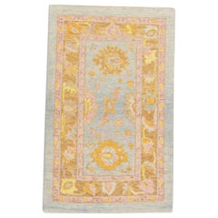 Alfombra Oushak Oriental Anudada a Mano Turca Oushak 2'11" x 4'8" #801