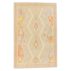 Alfombra Oushak Oriental Anudada a Mano Turca Oushak 4'2" x 6'2" #327