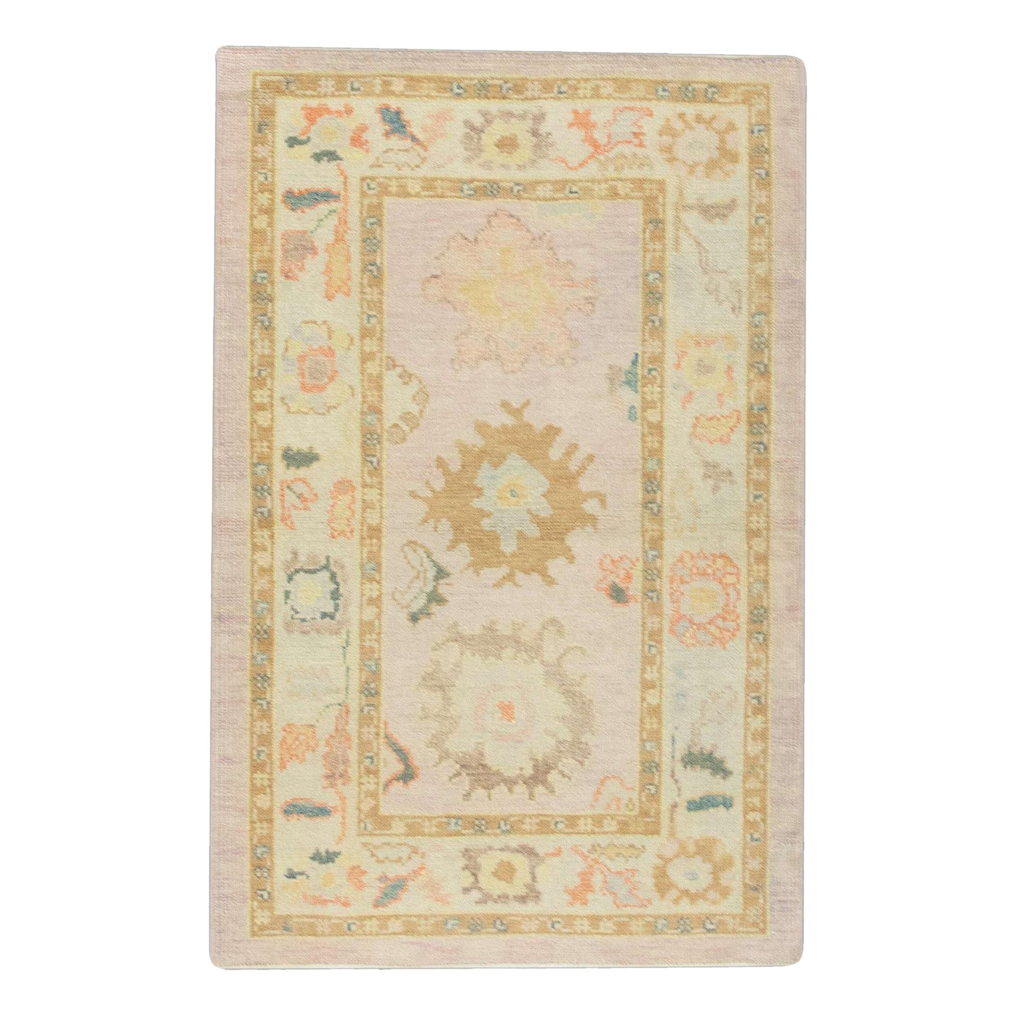 Oushak Rug Oriental Hand Knotted Turkish Oushak 3'4" x 5'1" #891 For Sale