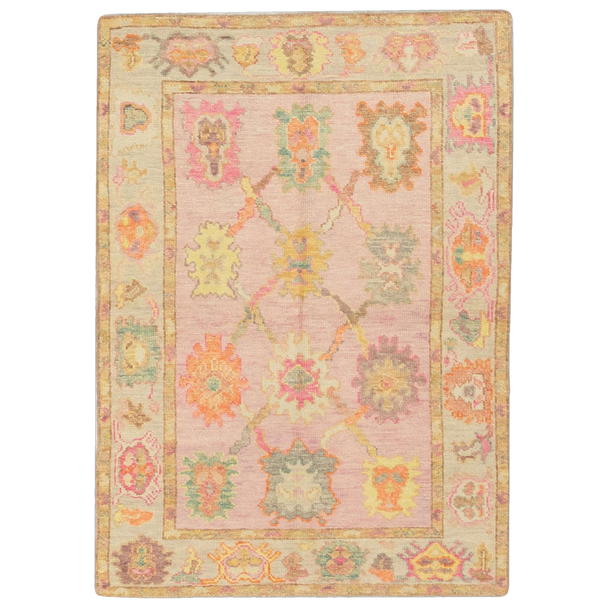 Oushak Rug Oriental Hand Knotted Turkish Oushak 3'11" x 5'8" #298 For Sale
