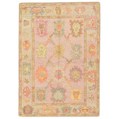 Tapis oriental noué à la main turc Oushak 3'11" x 5'8" n°298