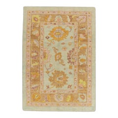 Alfombra Oushak Oriental Anudada a Mano Turca Oushak 3'11" x 5'7" #294