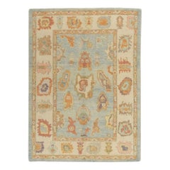 Alfombra Oushak Oriental Anudada a Mano Turca Oushak 4'3" x 5'7" #285