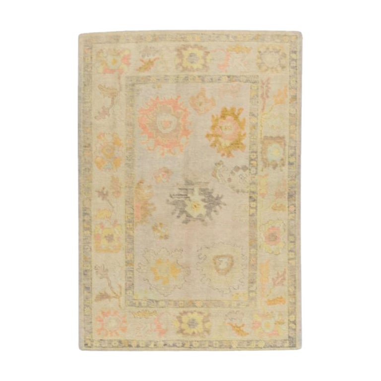 Oushak Rug Oriental Hand Knotted Turkish Oushak 4'2" x 5'10" #267
