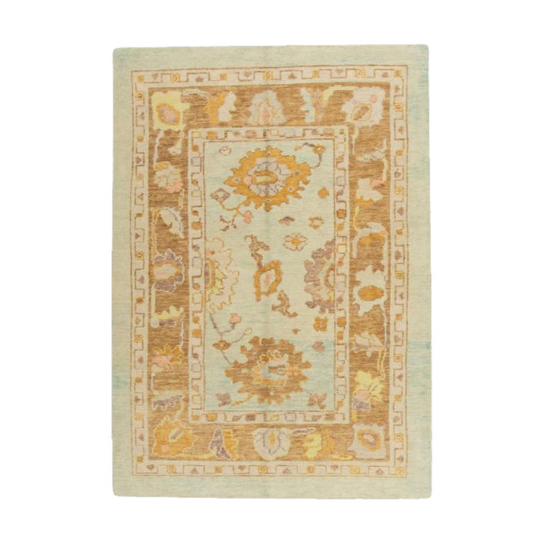 Oushak Rug Oriental Hand Knotted Turkish Oushak 4'1" x 5'7" #328