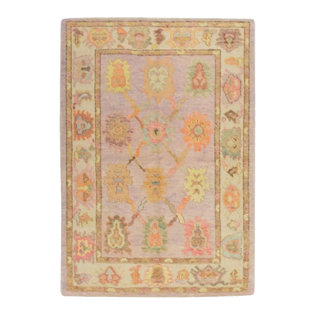 Oushak-Teppich Orientalischer handgeknüpfter türkischer Oushak 4'1" x 5'10" #303