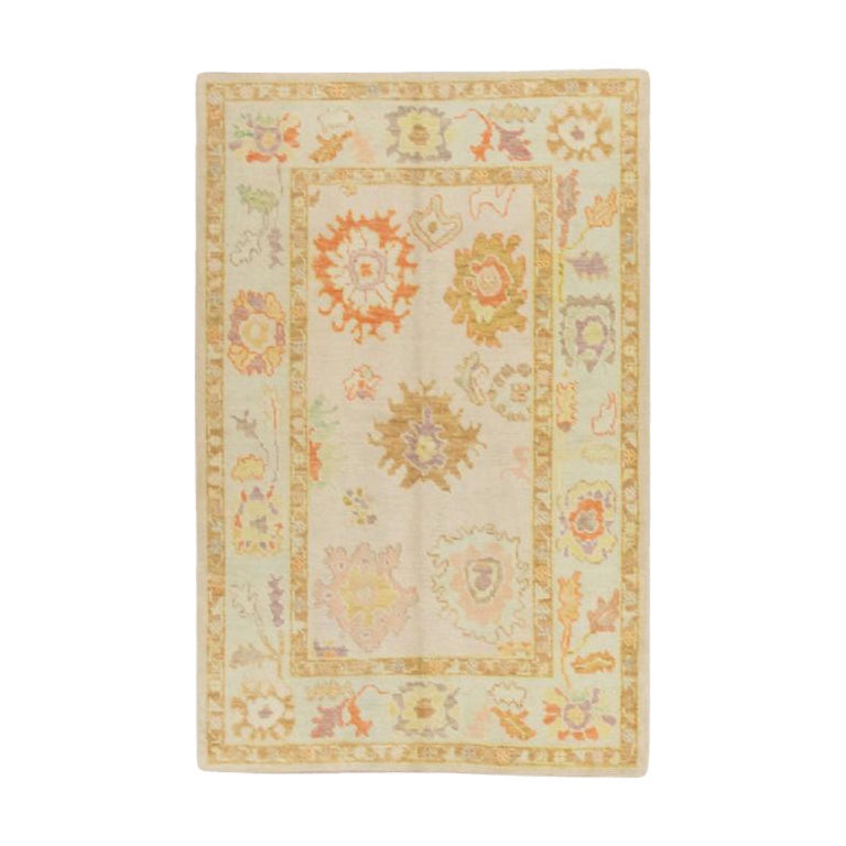 Oushak Rug Oriental Hand Knotted Turkish Oushak 4'2" x 6'2" #263