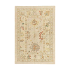 Alfombra Oushak Oriental Anudada a Mano Turca Oushak 4' x 5'6" #312