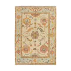 Alfombra Oushak Oriental Anudada a Mano Turca Oushak 5'1" x 6'11" #487