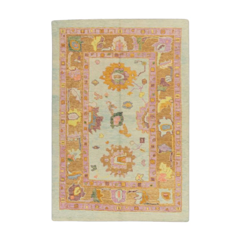 Oushak Rug Oriental Hand Knotted Turkish Oushak 4'10" x 6'11" #559
