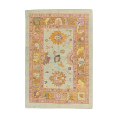 Alfombra Oushak Oriental Anudada a Mano Turca Oushak 4'10" x 6'11" #559