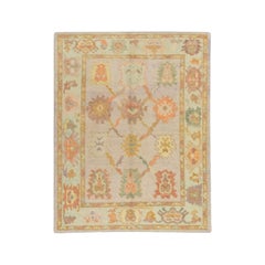 Alfombra Oushak Oriental Anudada a Mano Turca Oushak 5' x 6'5" #556
