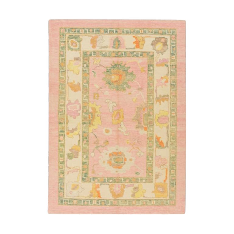 Oushak Rug Oriental Hand Knotted Turkish Oushak 5'2" x 7'2" #535 For Sale
