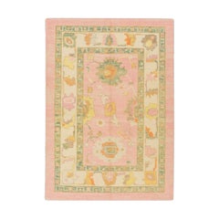 Alfombra Oushak Oriental Anudada a Mano Turca Oushak 5'2" x 7'2" #535