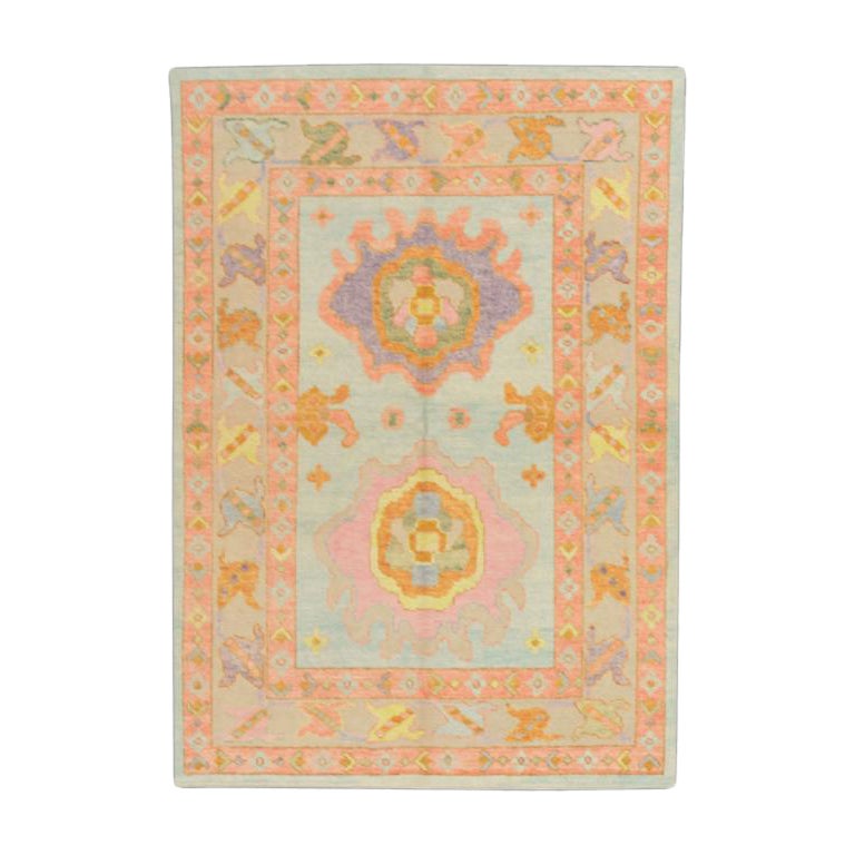 Oushak Rug Oriental Hand Knotted Turkish Oushak 5' x 6'9" #538