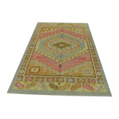 Oushak Rug Oriental Hand Knotted Turkish Oushak 5'1" x 6'10" #514