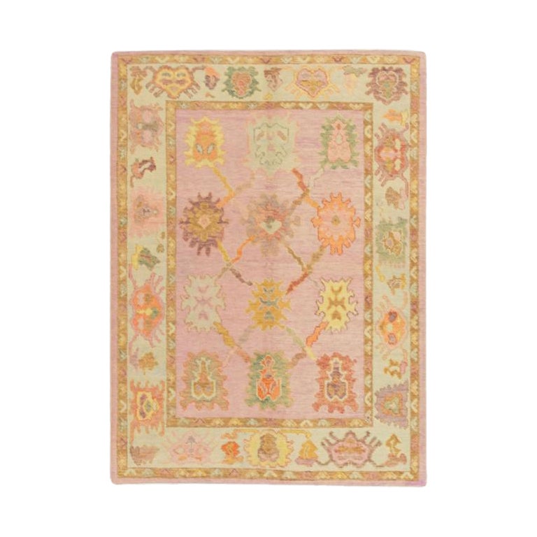 Oushak Rug Oriental Hand Knotted Turkish Oushak 5' x 6'8" #536