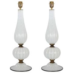Pair of Table Lamps in Murano Glass Signed Toso Murano 10