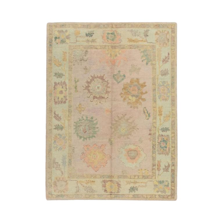 Oushak Rug Oriental Hand Knotted Turkish Oushak 5'1" x 6'9" #497