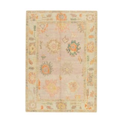 Oushak Rug Oriental Hand Knotted Turkish Oushak 5' x 7' #534