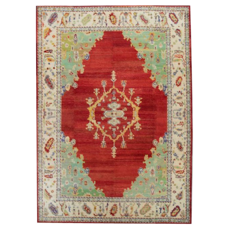 Oushak Rug Oriental Hand Knotted Turkish Old Wool Oushak 9'4" x 12'6" #179